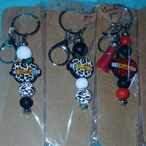 Teacher Keychain Set with Leopard Print